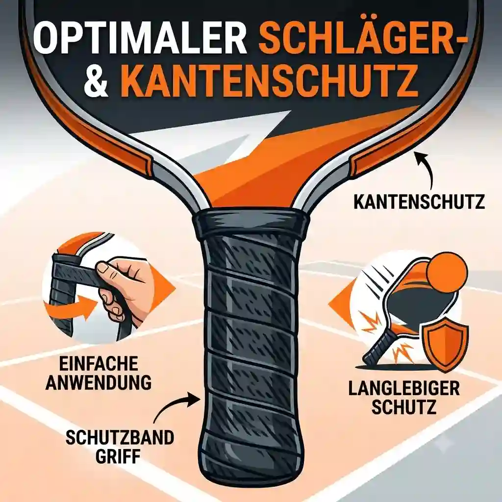 A pickleball paddle featuring a high-quality pickleball schutzband griff for improved handle protection.