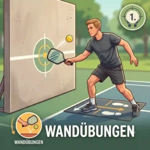 Diagram for wall drills to do when pickleball training allein with target zones.