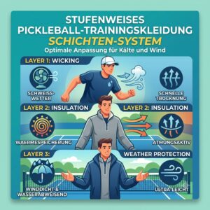 An illustration of functional pickleball kleidung für training featuring a layering guide with a hoodie and sports shirt.