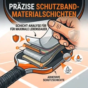 Detailed infographic showing the material layers of a durable pickleball schutzband griff
