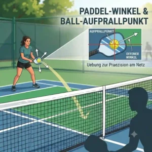 A close-up view of paddle angles used in pickleball drills for better ball placement and accuracy.