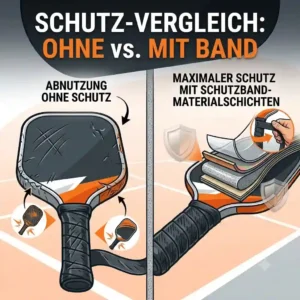Visual comparison showing paddle wear without protection versus a pristine paddle with a pickleball schutzband griff