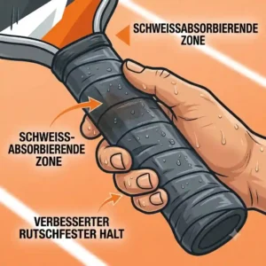 Close-up demonstration of a sweat-absorbent pickleball schutzband griff during intense gameplay