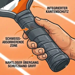 Integration of a pickleball schutzband griff with a protective edge guard for total paddle coverage