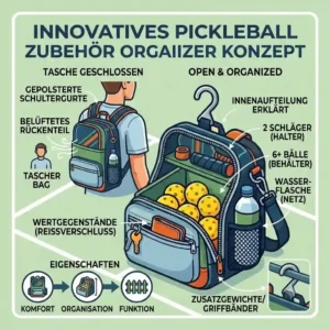 A clean illustration of the dedicated, ventilated shoe compartment within a pickleball zubehör organizer.