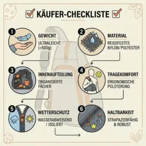 Buyer's checklist infographic featuring a modern lightweight pickleball bag.